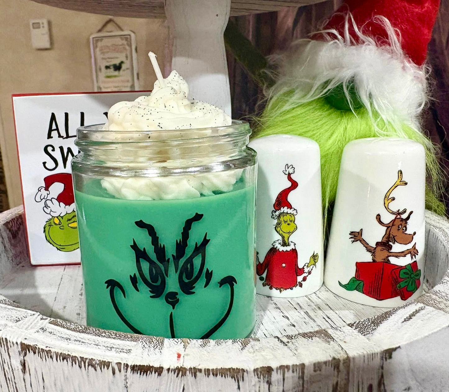 Grinch Glass Jar Candle